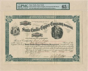 Santa Emilia Copper Co., Incorporated - Stock Certificate